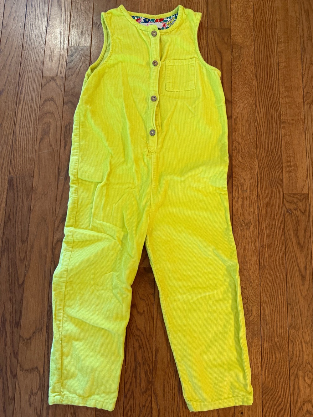 Mini Boden Neon Yellow Corduroy Jumpsuit Romper